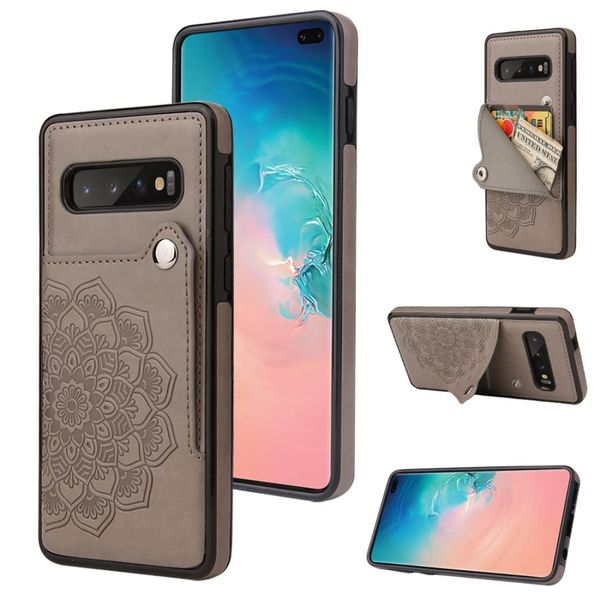 

for samsung galaxy s10 embossed pattern pu tpu protective case with holder wallet card slots