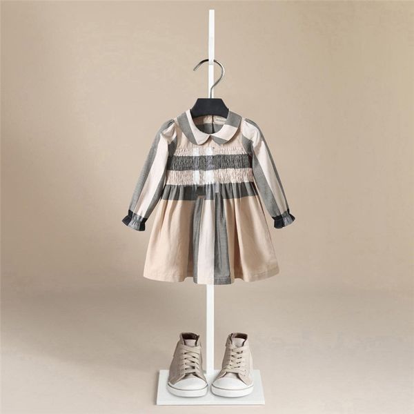 

kids designer dresses for girls long sleeve baby girl plaid dress bebe child princess toddler girl party clothes christmas dress 201020, Red;yellow