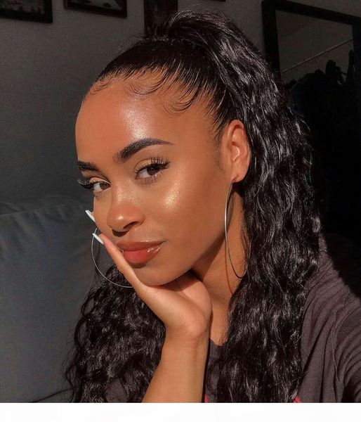 

afro kinky women straight drawstring ponytail extension corn curly hair brazilian virgin hair clip remy hair pony tail 140g 20inch, Black