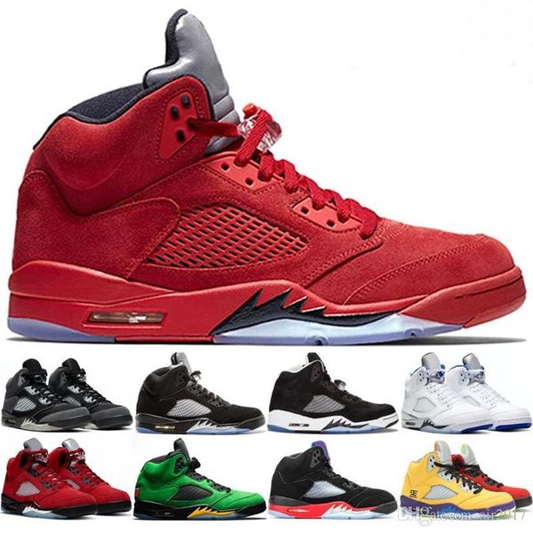 

jumpman 5 5s mens basketball shoes 6 sandals easter bluebird jade horizon white cement oreo racer blue green bean raging bull hyper royal me, Black