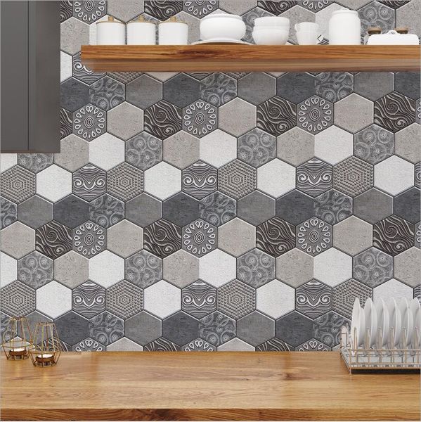 Adesivo de parede Telha de cerâmica 3D Anti Colisão Pasta PVC Diamante Mosaico Fundo Acrílico Decoração