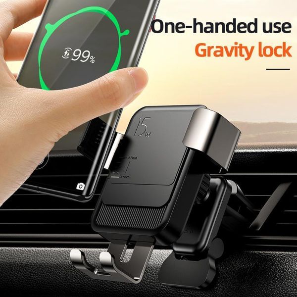 

15w qi wireless charger car phone holder intelligent infrared fast charger stand car phone holder for huawei1