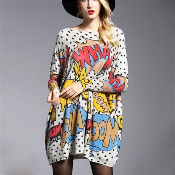 

womens clothing ladies casual o neck batwing sleeve knitted sweaters women big yards printt wool blended pullover sweater, White;black