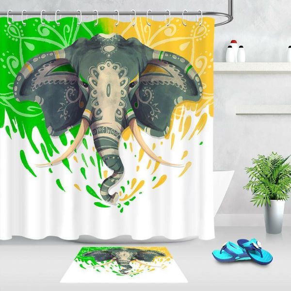 

mandala elephant fabric shower curtain decor bathroom curtains1
