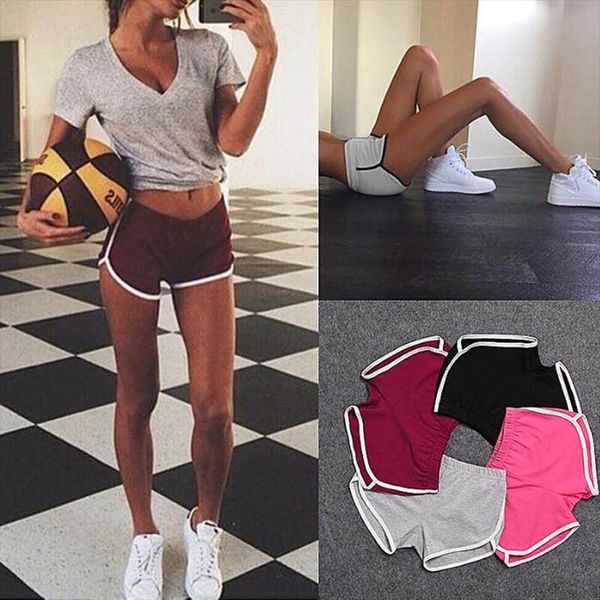 

fashion women sports shorts workout waistband skinny loose casual ladies beach summer running gym yoga pants, White;black