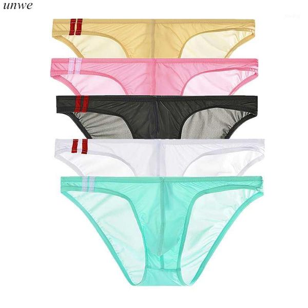 

5pcs men bikini brief ultra-thin ice silk men underwear transparent seamless underpants low rise -3xl1, Black;white