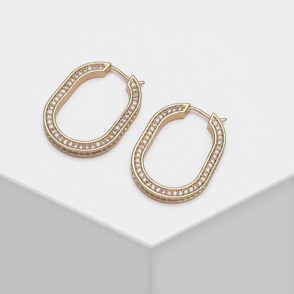 

hoop & huggie amorita boutique stylish zircon oval earrings, Golden;silver