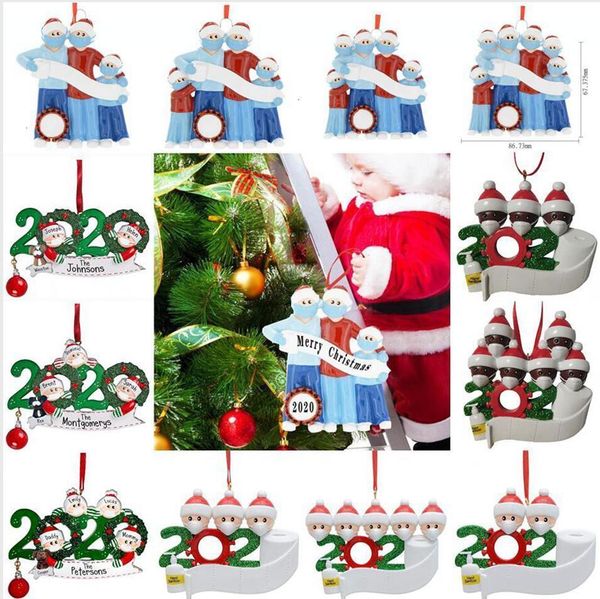 

2020 new christmas trees pendant personalized family of 1-7 social distancing xmas hanging pendents birthdays party decoration ljjp541