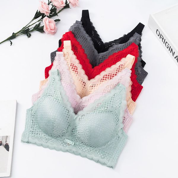 

large size cd thin cup lace bra vest, Red;black