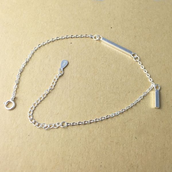 

2o84q 925 pure simple geometry one character women's korean braceletwomen's 925 pure silver braceletsimple geometry one character, Golden;silver