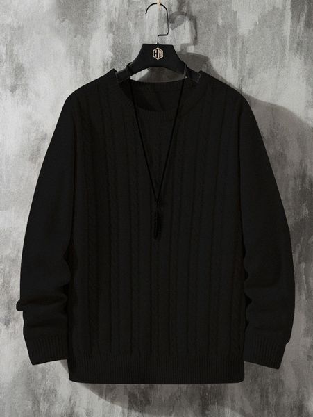

men cable knit sweater v1vu#, White;black