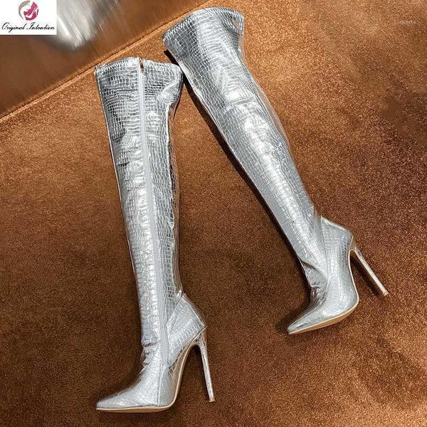 

women thigh high long boots stiletto autumn winter pointed toe high heels shoes lady pu leather over the knee boots us size 3-161, Black