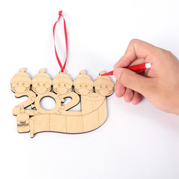 

1шт diy деревянные рождество висячие украшения 2020 персонализированных семьи рождественской елки орнамент счастливой семья баннистер настоя