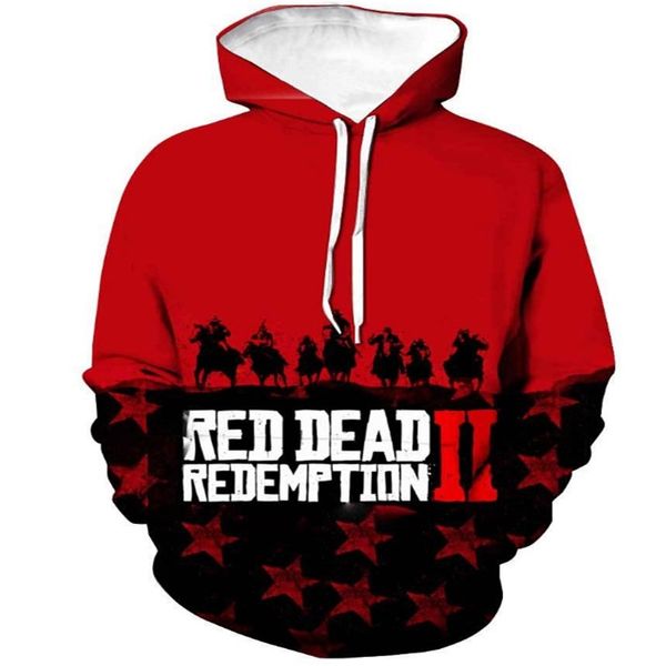 

game style 3d printing hoodies red dead redemption 2 men's casual hip hop pullover hooded swearshirt trendy autumn winter hoodie 201127, Black