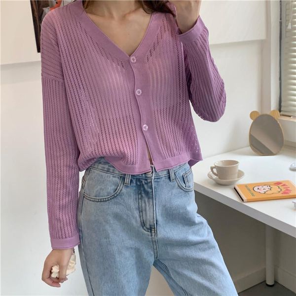 

women's knits & tees fahion casual solid summer spring autumn coat sweaters women cardigans ladies long sleeve knitted sweater thin sho, White