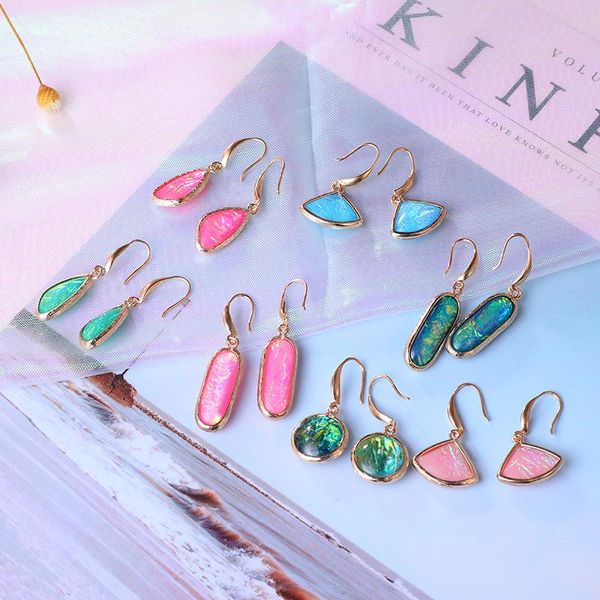 

dangle & chandelier boho korean colourful crystal earrings fashion teardrop geometric for women luxury glass jewelry aretes 2021, Silver