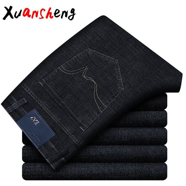 

brand straight men's jeans 2020 blue black classic fashion business casual stretch streetwear clothing wild long pants new jeans