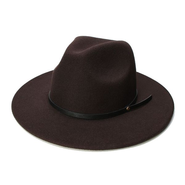 

luckylianji retro kid child vintage 100% wool wide brim cap fedora panama jazz bowler hat black leather band (54cm/adjusted) t200118, Blue;gray