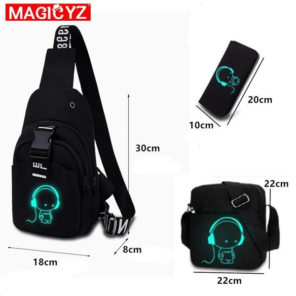 

multifunction fashion men crossbody bags usb charging chest pack short trip luminous chest bag young men s shoulder bag 6698 666