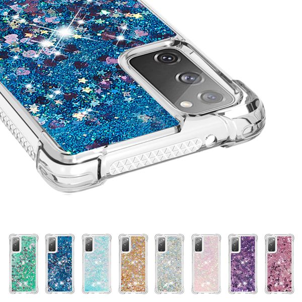 Glitter Líquido Quicksand a caixa do telefone para Samsung Galaxy Note 20 Ultra Nota 10 à prova de choque caso capa para Samsung S20 S10 mais S10e M80S M60S