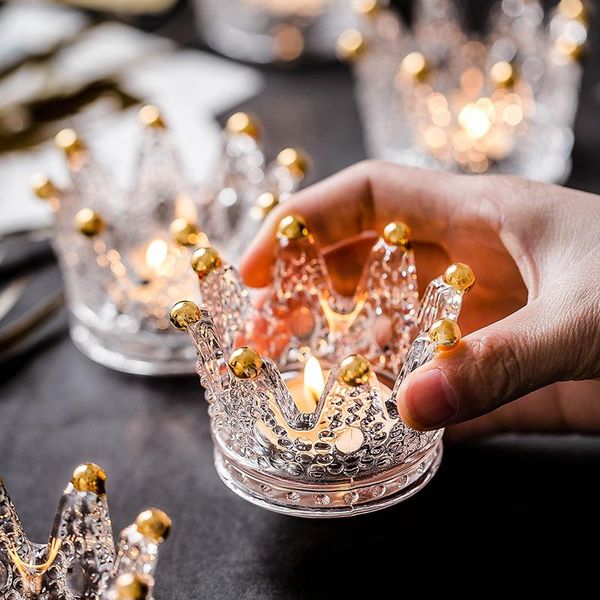 

candle holders nordic glass relief crown candlestick crystal ashtray mini jewelry rings organizer decoration candelabra