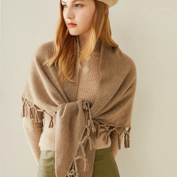 

2020 autumn/winter new 100% pure cashmere shawl ladies knitted scarf multi-functional warm scarf1, Blue;gray