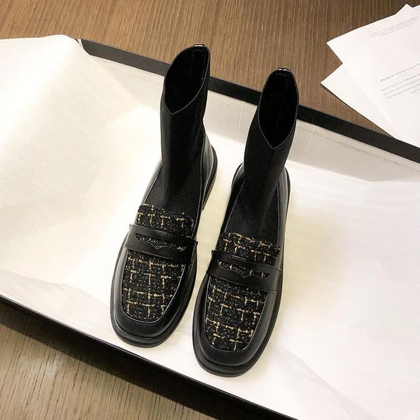 

2021 new skinny boots all-matching stretch pantyhose boots velvet padded plus size, Black