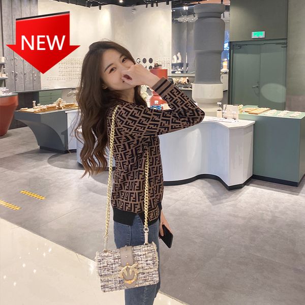 

sweater, jacquard round neck pullover stretch long-sleeved sweater autumn/winter new style retro presbyopia double-f letter h1211, White;black