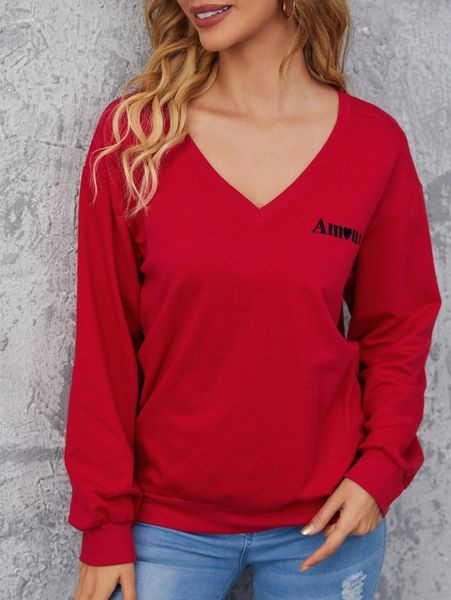 

drop shoulder embroidered letter sweatshirt y9vc#, White;black