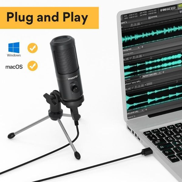 

microphones maono usb microphone condenser recording pc mic for online teaching meeting livestreaming gaming with tripod stand au-pm461tr1