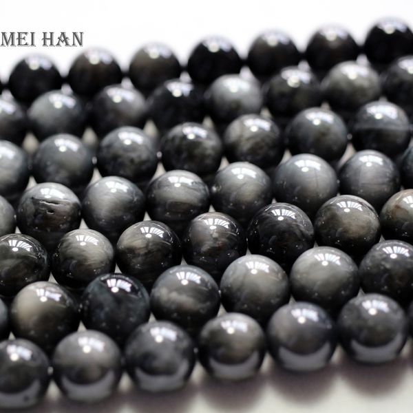 

wholesale (38beads/set)9.5-10mm natural brazil cat's eye smooth round fashion stone beads for jewelry making diy bracelet 200930, Black