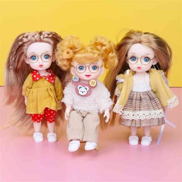 

moveable jointed mini 14 joints 16cm 1/12 baby doll 3d blue eyes fashion dress up bjd dolls diy accessory toy for girls gift