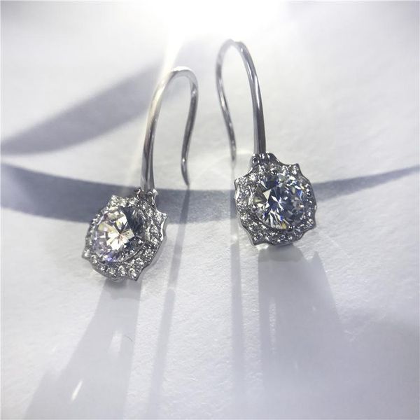 

dangle & chandelier 1 carat white diamond earring for women s925 sterliing silver bizuteria anillos de wedding gemstone 925 jewelry earrings