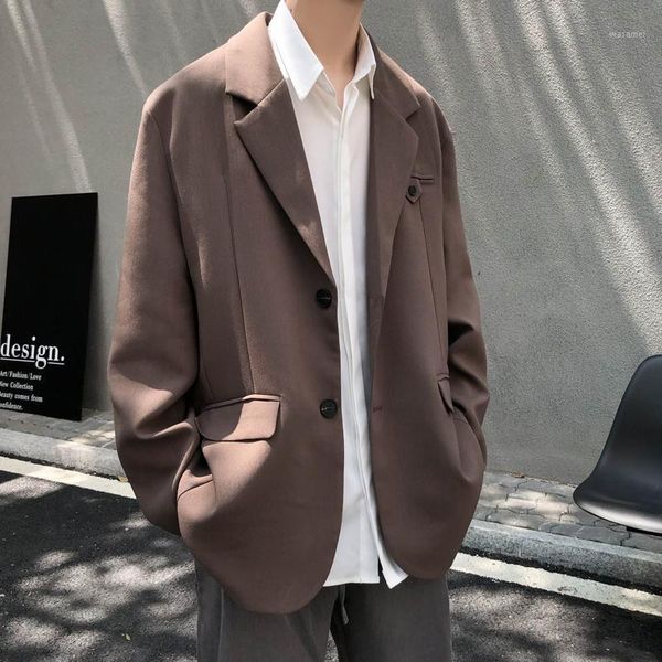 

legible korean streetwear men loose casual men blazers 2020 harajuku blazer male long sleeve blazer jacket clothing1, White;black