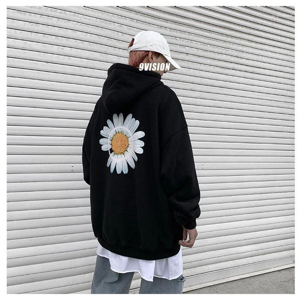 

men's flower print men's 2020 spring hoodie korean sweatshirt with hoodie university clothing street st1, Black