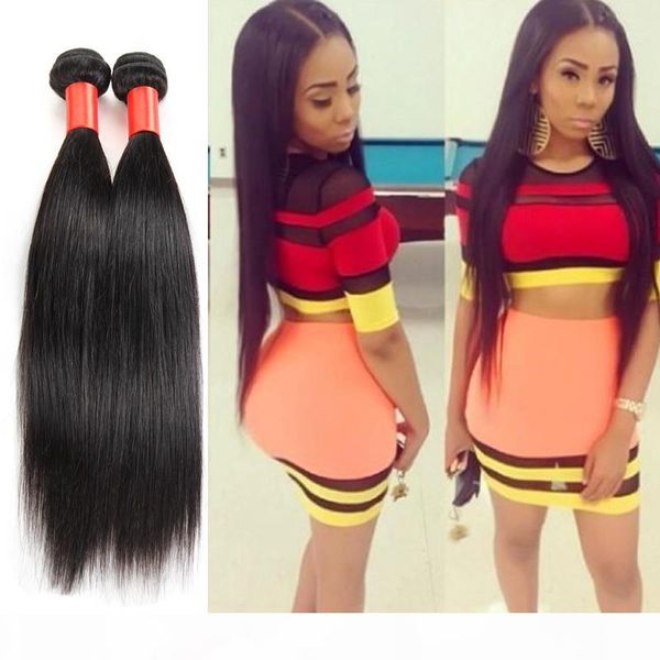 

7a перуанский волос девственницы прямых волос плетение extensions полный head natural color dyeable просветляющийся необработанные human rem, Black
