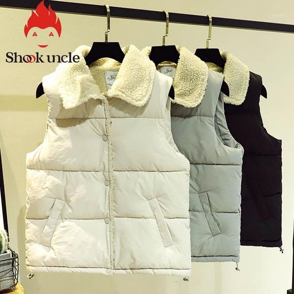 

women's vests winter fur collar vest women outerwear autumn women's slim fit cotton sleeveless waistcoat jacket warm windproof fem, Black;white