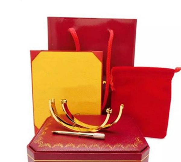Love Bracelets Bangle para mulheres e homens 4CZ Stones bracelete Chave de fenda de aço inoxidável Designer Bracelet Casal Jóias Gift Box Set