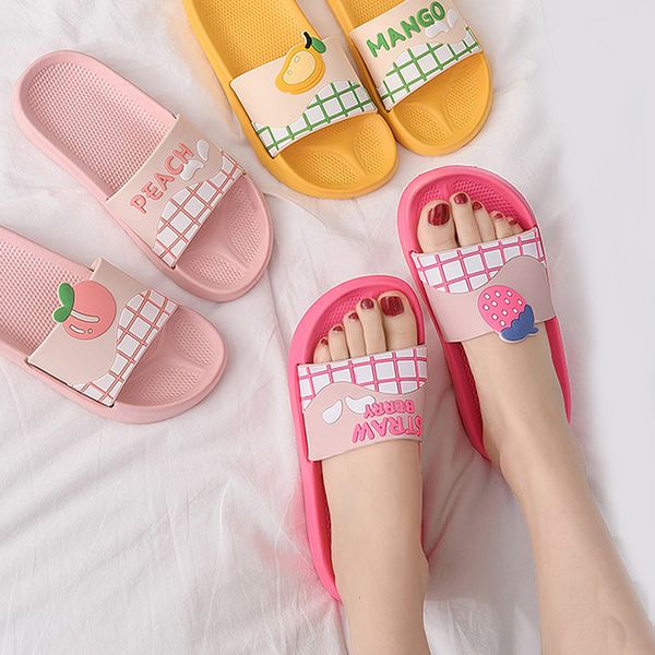

women slippers slide sandals summer beach slides cute fruit kiwi non-slip soft sole women men couple outdoor home casual shoes x1020, Black