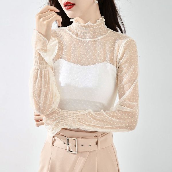

long 2021 sleeves new transparent women crochet winter turtleneck sweatshirt streetwear ladies dufw, White