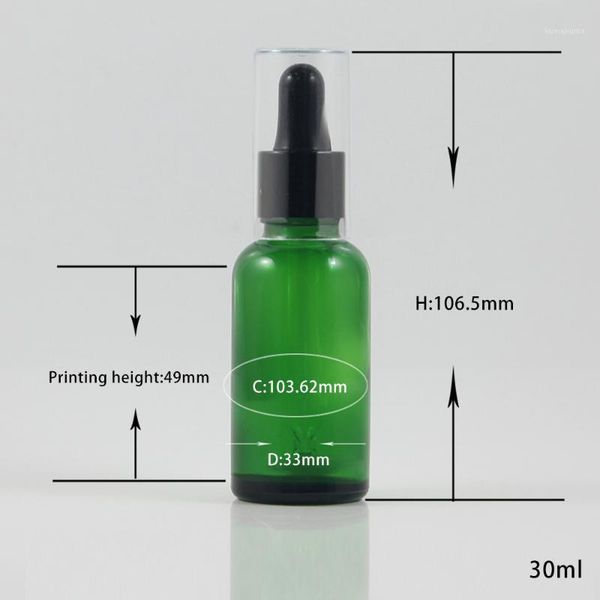 

empty round 30ml green glass dropper bottle with clear cap1
