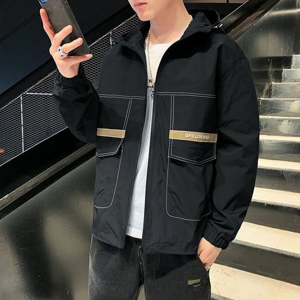 

anszktn new arrivals men's casual solid hooded jackets men's outwear slim fit high quality, Black;brown