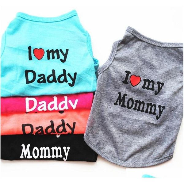 

fashion pet puppy summer shirt small dog cat pet clothes mommy daddy vest t shirt 5 colors kx73s