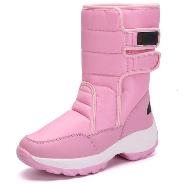 

waterproof boots women winter shoes platform boots withthick fur mid-calf snow boots fashion wedge botas mujer shoes woman, Black;white