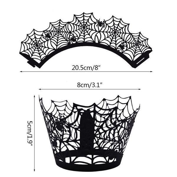 

12pcs halloween завертчица выпечки кубок выдалбливают бумаги торт упаковочный witch паутина замок хэллоуин украшения jllqot jhhome
