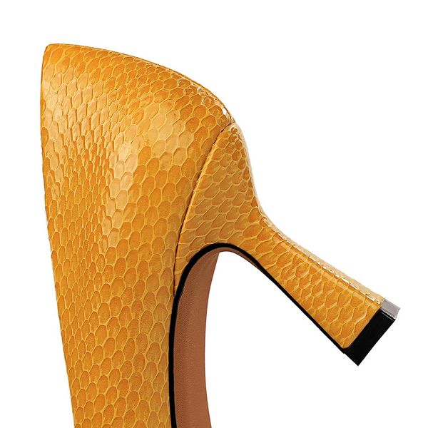 

women yellow pumps snakeskin 7.5cm high heels plus size 43 short low heels office lady party wedding prom female shoesmultifunction, Black