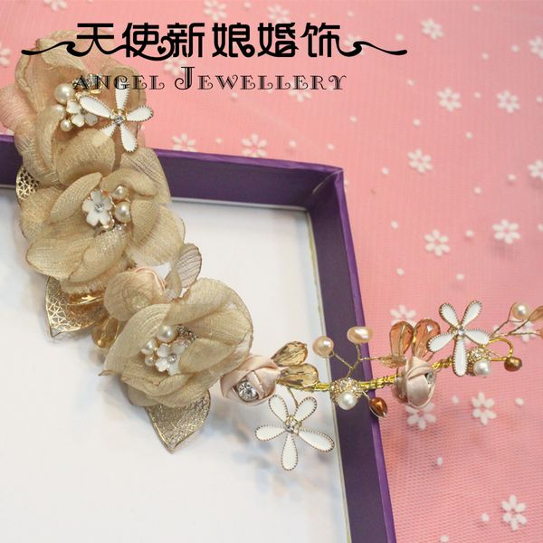 

angel bride korean bridal headdress crown wedding gold dinner dress hair ornament, Silver