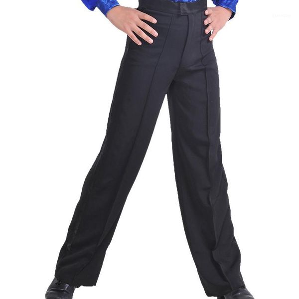 

2020 new arrival black color professional mens latin dance pants spandex boys ballroom dance pants1, Black;red