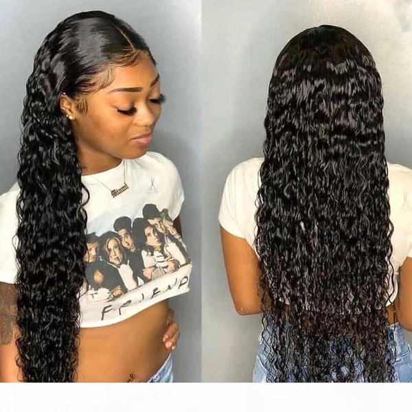 

water wave wig 180 density t wig curly wet and wavy human hair, Black;brown