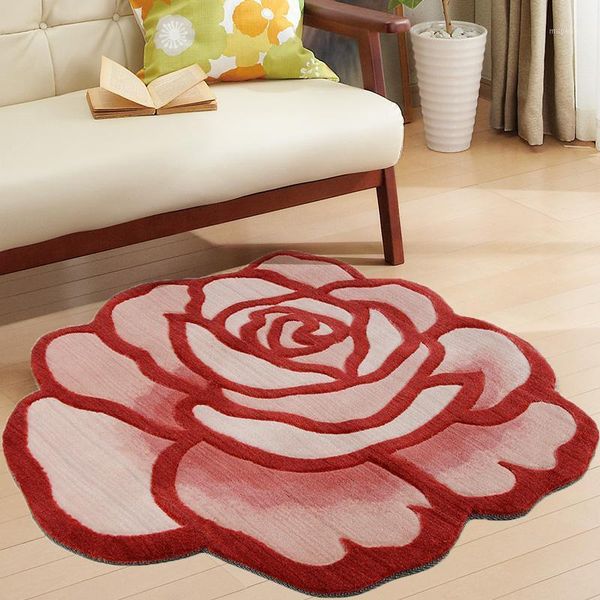 

carpets fashion pastoral style handmade embroidery 3d rose carpet floral non-slip mat abstract roses shape rug for living room1